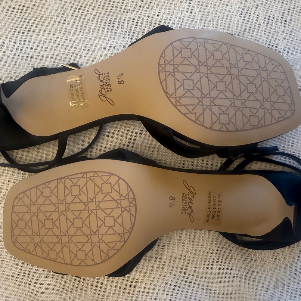 Jewel Badgley Mischka Black Satin Color Ankle-Strap Open Toe Heels NEW Size 8.5 - Picture 9 of 10